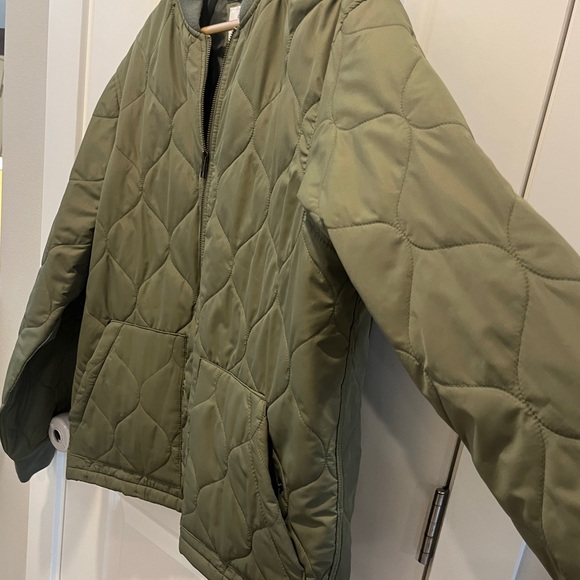 Old Navy Quilted Coat Jacket Large Olive Green - Picture 5 of 6
